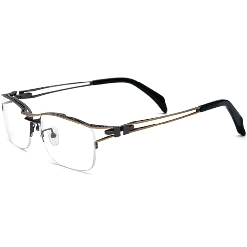Image of FONEX Pure Titanium Glasses Frame Men Semi Rimless Square Eyeglasses Eyewear DTX416