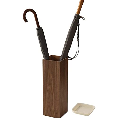 Porta-guarda-chuvas de madeira, porta-guarda-chuvas, bandeja coletora removível, porta de entrada Or