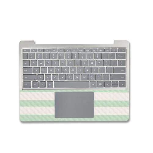 Image of MightySkins Carbon Fiber Skin Compatible with Microsoft Surface Laptop Go 3 (2023) Full Wrap Kit - Mint Stripes | Protective, Durable Textured Carbon Fiber Finish | Made in The USA