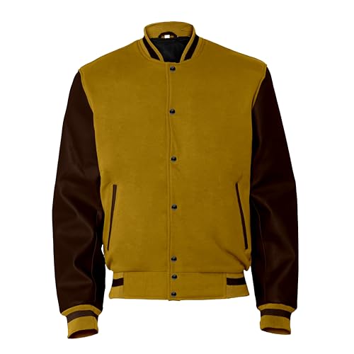 Image of Baseball Wool Letterman Varsity Faux Leather Sleeve For Men | Wool Varsity Bomber Jacket