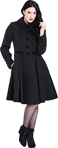 Hell Bunny Damen Mantel Olivia Retro Velvet Samt Swing Coat (XS, Schwarz)