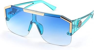 Image of Karsaer Oversized Square Flat Top Shield Sunglasses One Piece Frameless Stylish Women Men UV400 E1037