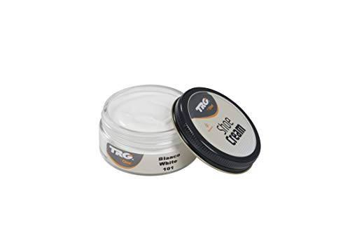 TRG The One - Crema Protectora para Calzado de Cuero a base de ceras | Betún para Zapatos de Piel y Piel Sintética | Nutre, da brillo y mantiene el color | Shoe Cream #101 Blanco, 50ml Cover