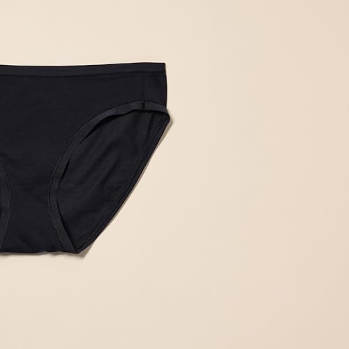 Amazon Essentials Women's Cotton Bikini Brief Underwear (Available in Plus Size), Pack of 10, Black, Large