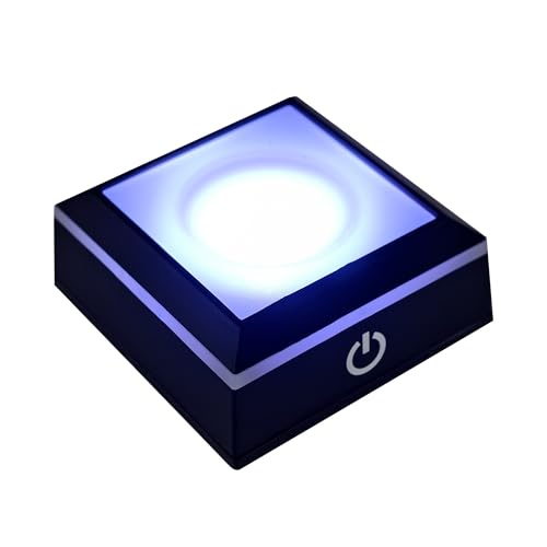 Image of LED Crystal Display Base - 6-Color Touch Light for 3D Glass Art, Home Decor & Gift Display (2.68x2.68in ABS Platform) Set of 2