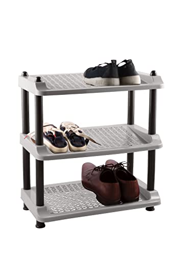 Image of Nabhya Multi-Purpose Standing Home Organizer Stackable Shoe Racks (3 Tier, Grey)