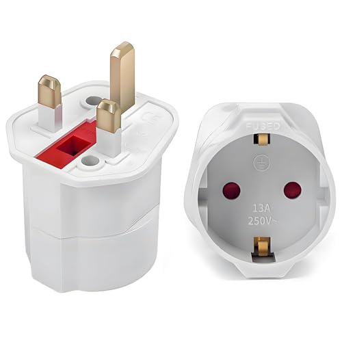 Europäischer auf UK Stecker Adapter 1 Stück Reiseadapter UK Travel Adapter England Deutschland Stecker Reisestecker TypG Steckdose für EU zu Frankreich Italien Spanien Maldives Dubai Schottland usw