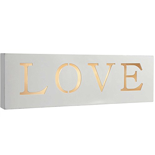 WeRChristmas Pre-Lit LED Love Sign Christmas Decoration, Wood, 38 cm - White