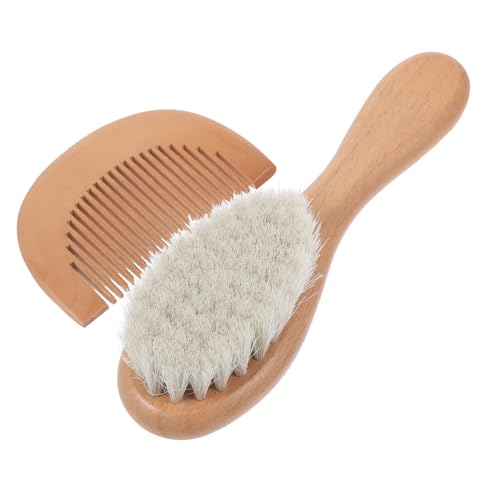 Ipetboom Material Baby Hair Kit Brush and Comb Set Baby Bathing Brush Gentle Wooden Comb