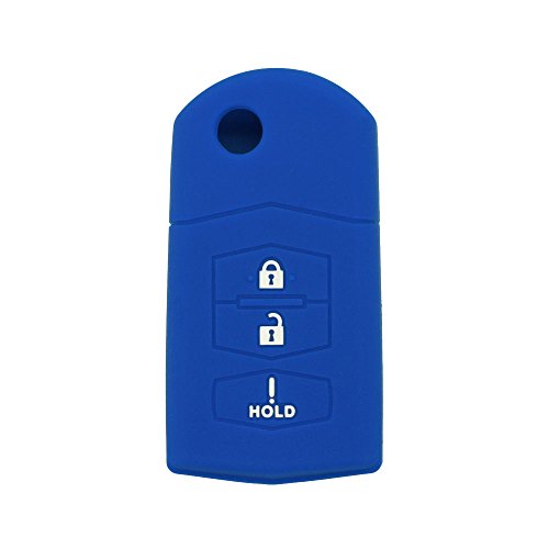 BROVACS Silicone Cover Protector Case Holder Skin Jacket Compatible with MAZDA 3 Button Flip Remote Key Fob CV2532 Deep Blue