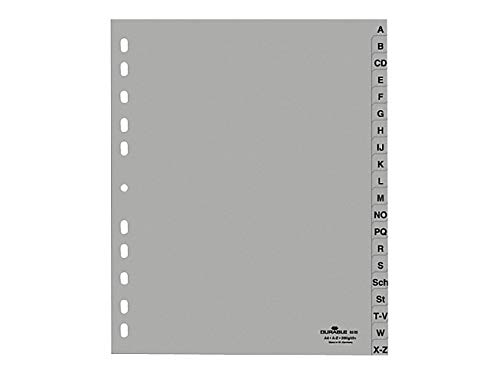 Durable 651010 A-Z Index (A4 Embossed Tabs, A-Z 20 Pieces. Made of PP, Full Coverage) (Pack of 10, A-Z Index)