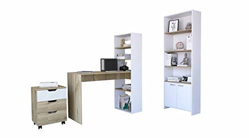 Conjunto Z Oficina, Escritorio Estanteria Z 120 + Cajonera Archivador Vilna + Librería Estanteria Z 63 Cover