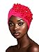 Wosois Headwrap Hair Turbans African Turban Flower Pearl Crystal Twisted Head Turban for Women Fashion (Rose)