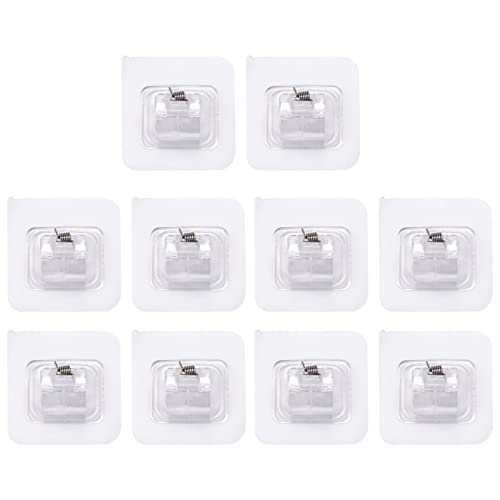 Ruitutedianzi 10PCS Self Adhesive Curtain Rod Holders No Drill Curtain Rods Brackets No Drilling Nail Free Adjustable Hooks -2