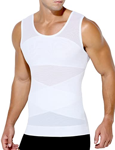 Arjen Kroos Men's Slimming Shirt Mesh Compression Shirt 4-Way Stretch Body Shaper for Chest,Abdomen & Posture Support