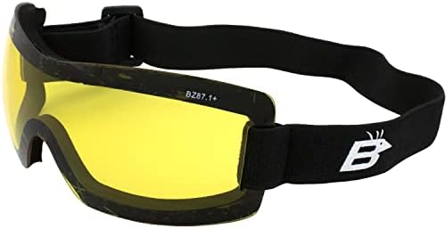 Birdz Wren Sport Skydiving Snowboarding Motorcycle Riding Goggles for Men or Women (Yellow)
