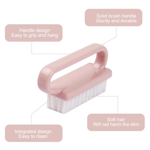 Xynovate 3 Pcs Handbürste, Kunststoff Nagelbürste mit Griff, Handwaschbürste für Reinigung von Hand Nagel, Staubbürste, Pediküre, Ideal für Bad, Werkstatt(Pink)