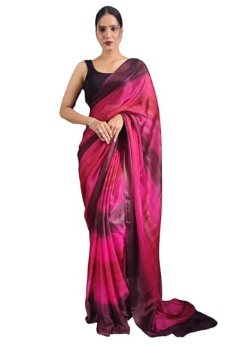 SGF11 Women's Naylone Digital Printed Ready To Wear one Minute Saree With Unstitched Blouse Piece (Pink-0.1)