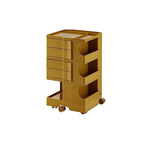Image of Plastic High Cabinet Locker with Yellow Small Size Drawers Ideal for Bathroom Kitchen Bedroom Under Desk Storage Cabinets for Living Room and Entrance Includes Dresser