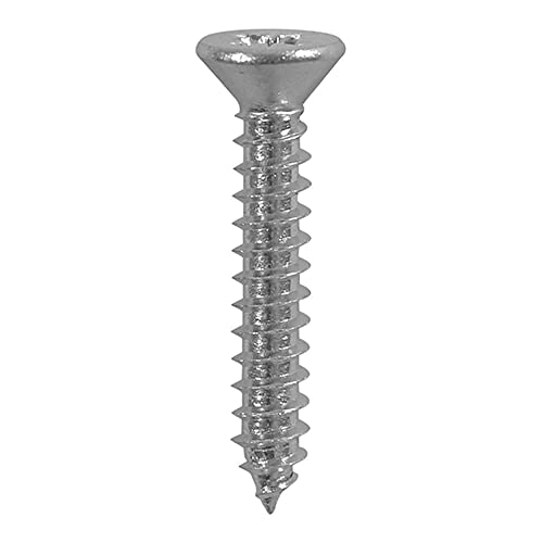 TIMCO Self-Tapping Countersunk A2 Stainless Steel Screws - 3.9 x 25, Silver