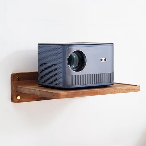 Acacia Wood Projector Shelf for Wall Mount 14.2 x 11 Floating Shelf & Rack Holder for Router Modem Cable Box Compatible with Gaming Consoles