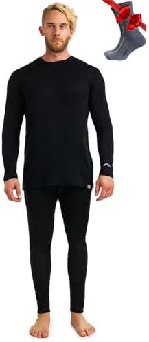 Merino.tech 100% Merino Unterwäsche Herren Set Shirt & Hose + Wandersocken | Atmungsaktive Light, Midweight, Heavy Funktionsunterwäsche, Skiunterwäsche, Thermounterwäsche Set, Wand
