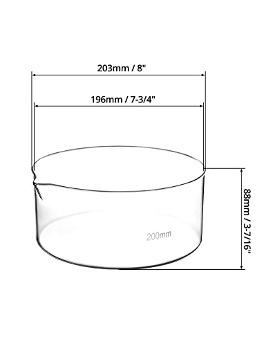Qwork 2000Ml Flat Bottom Crystallizing Dish With Spout, Capacity Boroscilicate Glass Lab Dish With Spout And Heavy Rim For Professional Laboratories, Science Classrooms And Kitchen, Crafts, Od 200Mm #TOP5