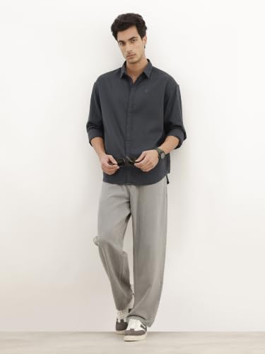 WROGN Men's Cotton Blend Oversized Shirt Teal Blue M - Image 3