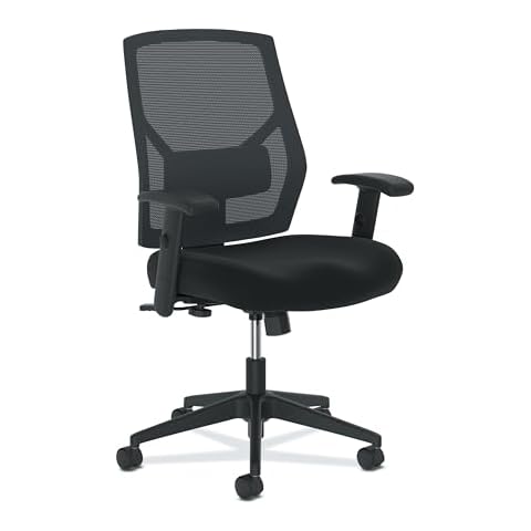 HON Crio High Back Office Chair Mesh Desk Chair With Wheels and Arms - Ergonomic Office Chair with Adjustable Center-Tilt Recline, Home Office Swivel Chair Comfortable for Long Hours - Black Cover