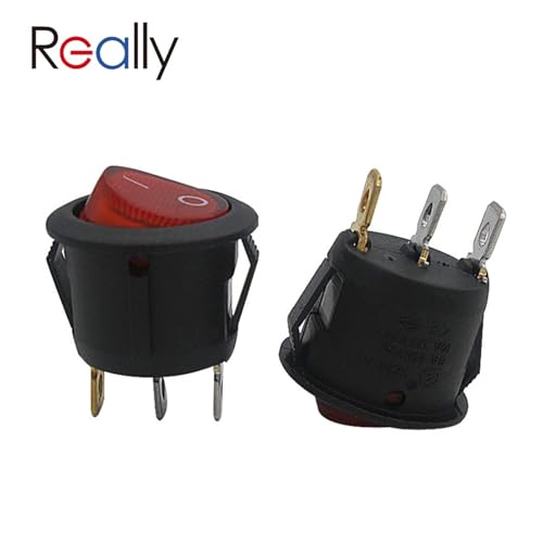 Interruptor KCD1-105 basculante rojo para repuestos y paneles de control, 5 uds 4