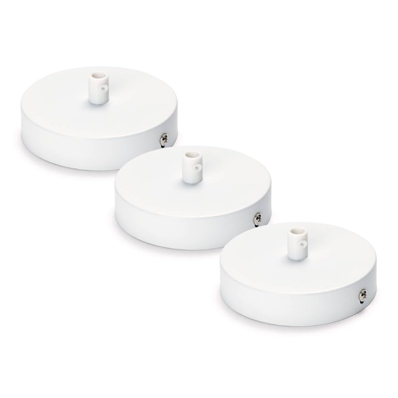 ORION LIGHTSTYLE Baldachin Abdeckung Set 3 Stück (Ø 100 mm), Höhe 24 mm, Deckenbaldachin für Hängeleuchte, Metall, Weiß