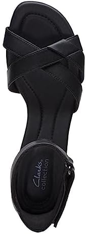 Clarks Women's Desirae Lily Heeled Sandal, Black Leather, 6 Wide | Image 6