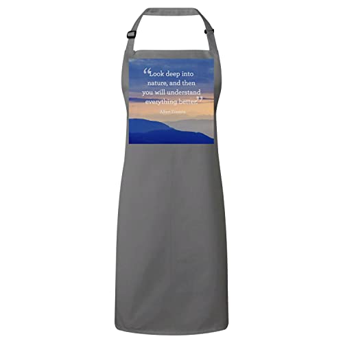 Tablier cuisine Albert Einstein look gris avec motif motivation