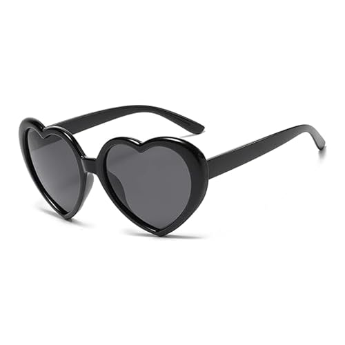 Heart Sunglasses for Women Vintage Love Eyeglasses Fashion Mirror Heart Shaped Sunglasses UV400 Protection (Black/Gray)