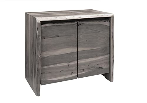 MASSIVMOEBEL24.DE Commode Basse - Bois Massif d'acacia laqué (Gris) - Pure Acacia #601