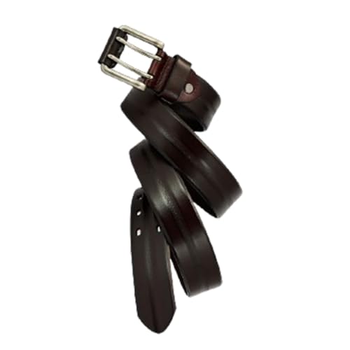 Men's 38mm Double Prong Work Belt Full Grain Cowhide Leather Heavy Duty Waist Strap 2 Holes2