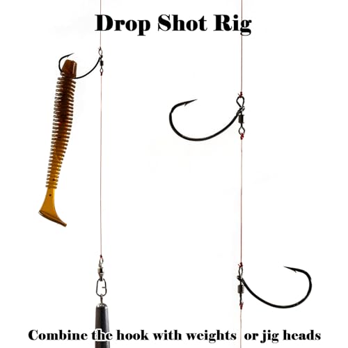 FishTrip Drop Shot Hooks Fishing Rig, 25pcs Dropshot Hook for Bass Fishing 1/0