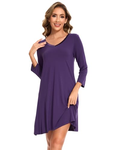 Image of GYS Womens Bamboo Viscose Nightgown Super Soft Lightweight Night Shirts for Sleeping
