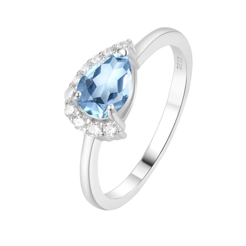 Bague topaze bleu ciel en argent 925 de haute joaillerie fine pour femme