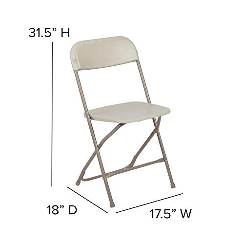 Image of Flash Furniture Hercules Series Plastic Folding Chair - Beige - 2 Pack 650LB Weight Capacity Comfortable Event Chair-Lightweight Folding Chair