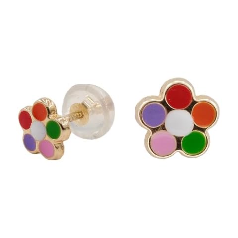 Real Yellow Gold Flower-Shaped Stud Earrings Cover