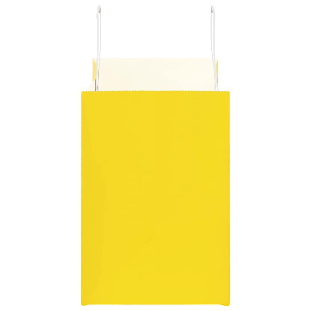 Bolsas de papel amarillo con asas de cuerda de papel, 32 x 17 x 25 cm, 50 unidades, papel de estraza para bolsas de regalo, fiestas, celebraciones, cumpleaños, bodas, Navidad