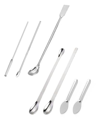 SCJJZ 7 Stück Spatel Labor, Laborlöffel Edelstahl Mikro Löffelspatel Lab Scoop Lab Micro Reagent Scoop Probenahme Spatel Lab Spatulas für Pulver Gel Kappen Füller