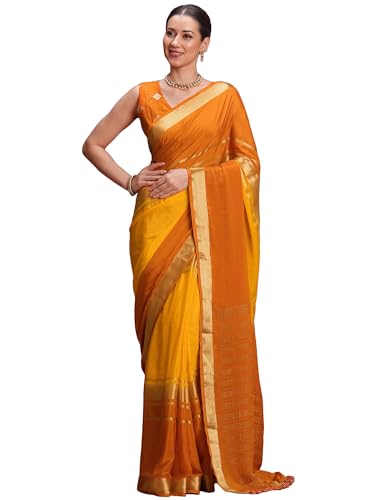 Image of AKHILAM Women's Mysore Silk Ombre Woven Design Saree With Unstitched Blouse Piece (KUSUM4101 NSM Parent)
