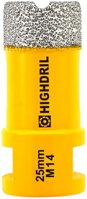 HIGHDRIL Diamond Core Drill Bit - 1-3/8"(35mm) with M14 Thread Dry drilling for Porcelain Tile Ceramic Granite Marble Stone Masonry Brick for Angle Grinders