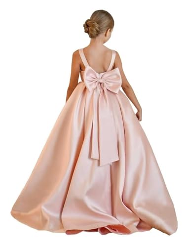 Satin Flower Girl Dress for Wedding Long First Communion Dress A Line Princess Pageant Gowns HRF09