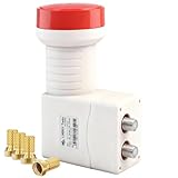 AB Twin LNB (Red Edition) 2 Teilnehmer für Satellitenschüssel Antenne, UHD 4K Wetterschutz LTE Filter LNC, 2-Fach Direktanschluss an Sat Receiver & Fernseher inkl. 4X vergoldete Nonic F-Stecker