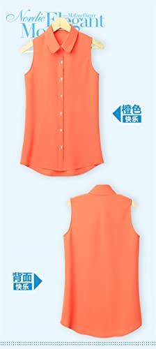 Women's Sleeveless Button Up Shirts for Work Casual Summer Solid Chiffon Blouses Office Shirt Vest4