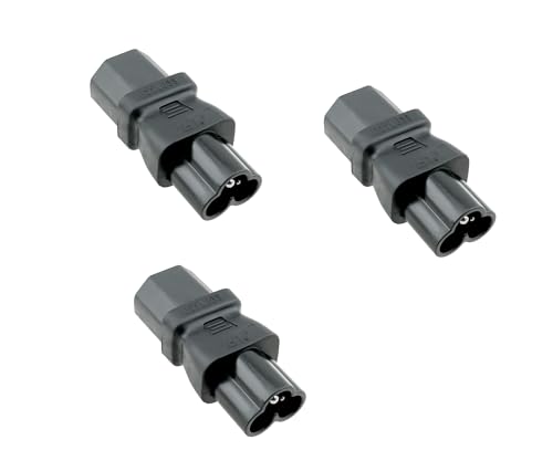 DINIC Stromadapter, Netzadapter C13 Kaltgerätestecker auf C6 Buchse, Adapter (3 Stück, schwarz)