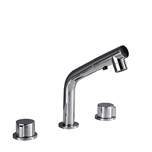 Robinet de lavabo en laiton massif chromé avec mitigeur eau chaude et froide